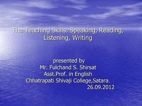 Ppt The Teaching Language Skills Speaking Reading Listening