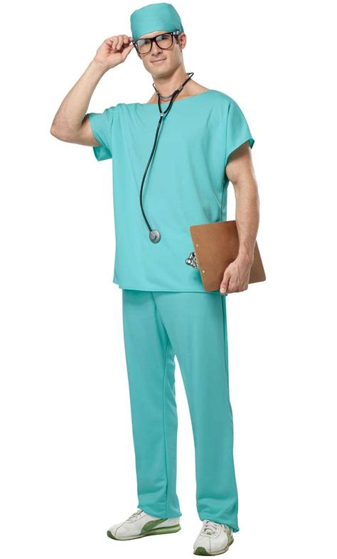 Surgeon Green Outfit Costume Doctor Scrubs Adults Fancy Dress