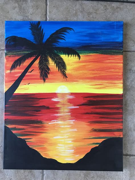 Tropical Sunset 🌴 Sunset Canvas Painting Sunset Painting Diy Canvas