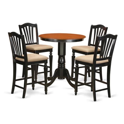 Shop Black Finish Solid Wood Five Piece Kitchen Counter Height Table