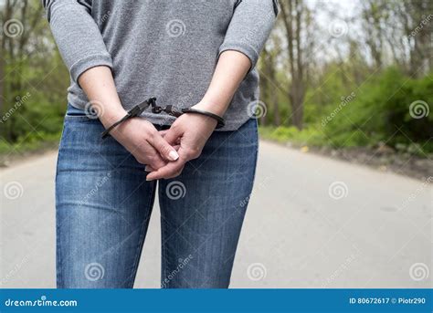 Women Handcuffed Criminal Police Stock Image Image Of Handcuffs Criminal 80672617