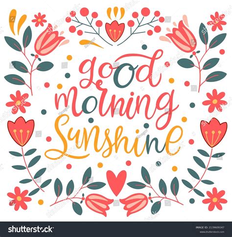 Good Morning Sunshine Text Handwritten Calligraphy Stock Vector