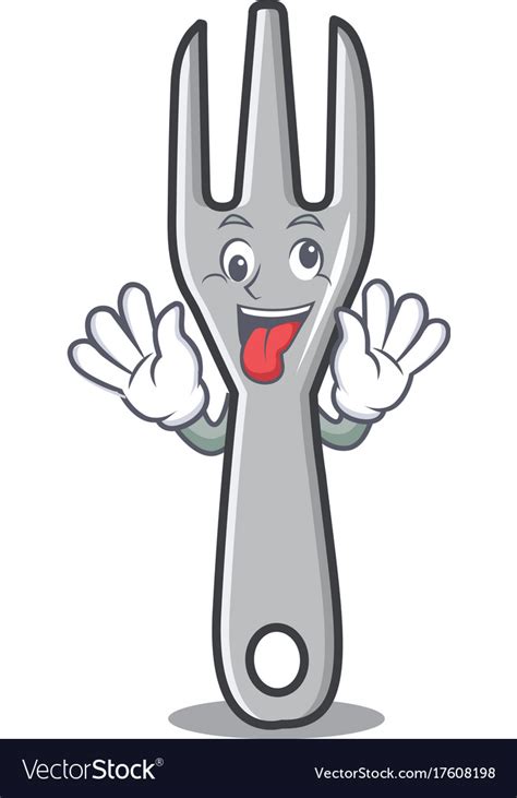 Crazy Fork Character Cartoon Style Royalty Free Vector Image