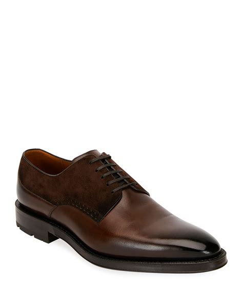 Bally Mens Badux Injected Leather Lace Up Derby Shoes Neiman Marcus