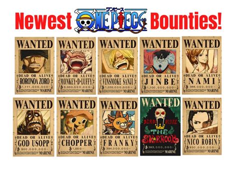 One Piece New Bounty Poster All Strawhat Crew Wanted Bounty Etsy