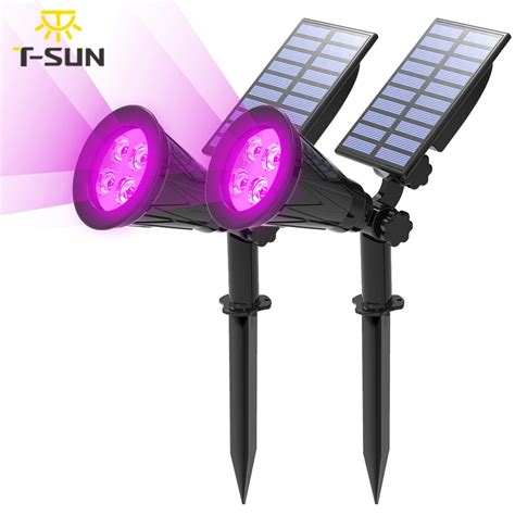 T Sunrise 2 Pack 4 Led Solar Spotlight 250lm Solar Led Light Outdoor