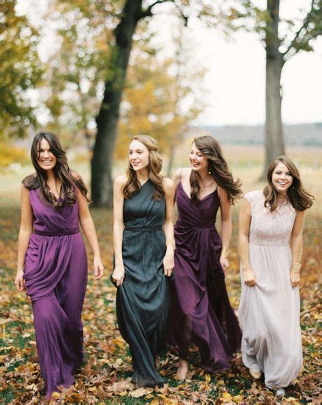 Autumn Bridesmaid Trends Including Burgundy And Forest Green Dresses