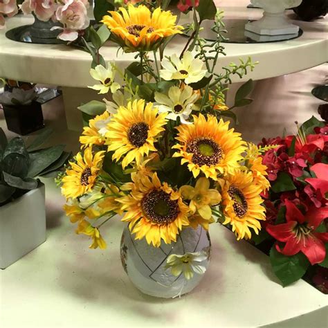 With over 75 years of botanical experience, nearly natural are pioneers in the industry. Sunflower Bush | Artificial Trees and Flowers Wholesale ...