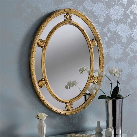 Antique French Style Gold Circular Wall Mirror Wall Mirrors