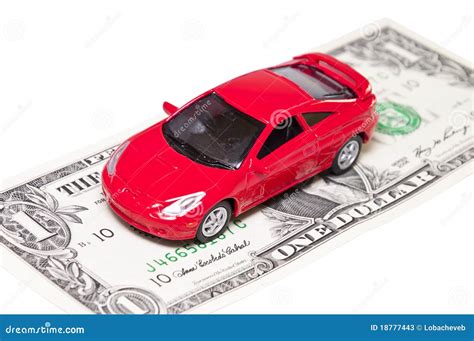 Red Car On Dollar Denominations Stock Image Image Of Vehicle