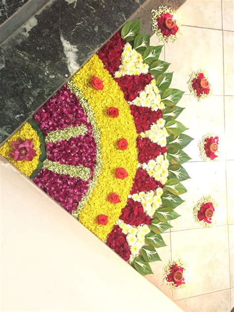 Flower Decoration On Floor For Diwali Flower Rangoli Diy Diwali