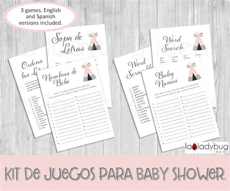 Juegos Baby Shower Para Imprimir Nombres De Bebe Sopa De Etsy México