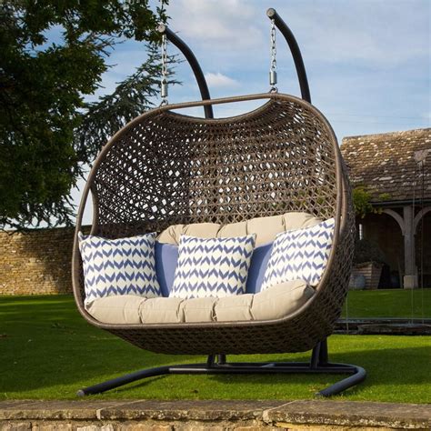 When resting in a rattan hanging egg chair, you can gently sway similarly to a hammock. Bramblecrest Rio Double Hanging Cocoon Rattan Pod Chair ...