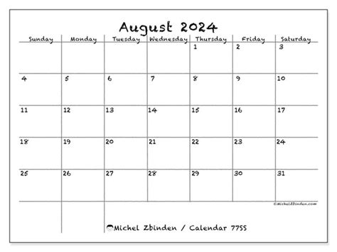 August 2024 Printable Calendar “77ss” Michel Zbinden Nz