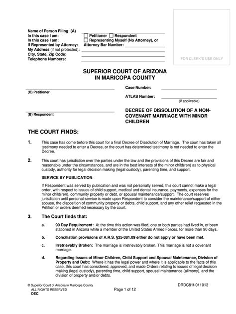 Az Divorce Papers Pdf Form Fill Out And Sign Printable Pdf Template