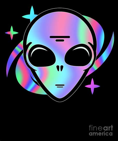 Vaporwave Alien Head T Psychedelic Hippie Alien Design Graphic