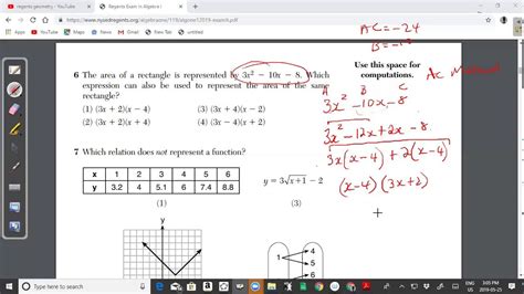 Midterm 12 february 2019, questions. NYS Algebra 1 Common Core January 2019 Regents Exam Questions 6-10 Sol... | Algebra 1, Algebra ...