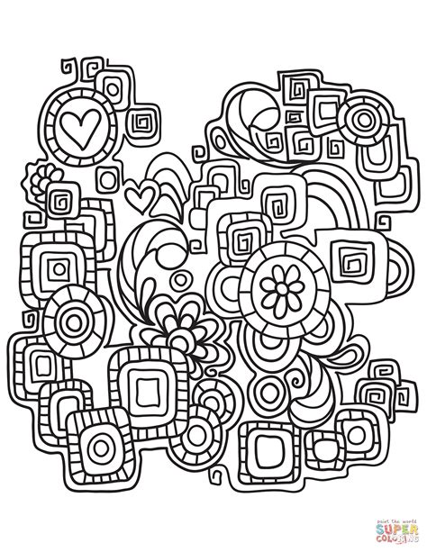Funny christmas creatures in a very original doodle. Abstract Doodle coloring page | Free Printable Coloring Pages