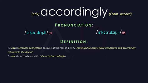 Accordingly Meaning And Pronunciation Audio Dictionary Youtube