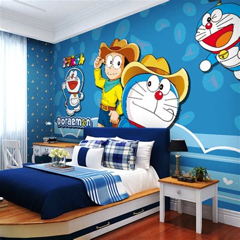 Memilih desain wallpaper kamar tidur berdasarkan kondisinya. 7 Gambar Wallpaper Dinding Kamar Tidur Anak Motif Doraemon