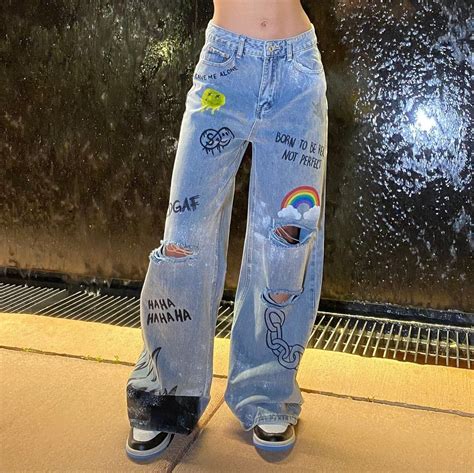 Custom Made Denim Jeans Hand Painted Made To Order Original Design