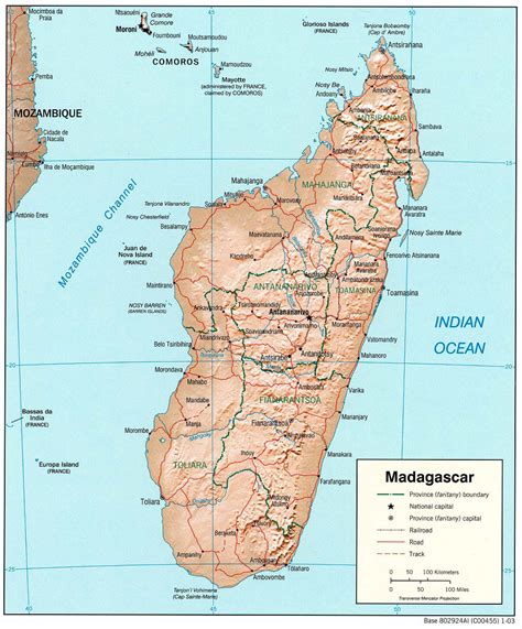 Detailed Relief And Political Map Of Madagascar Madagascar Detailed