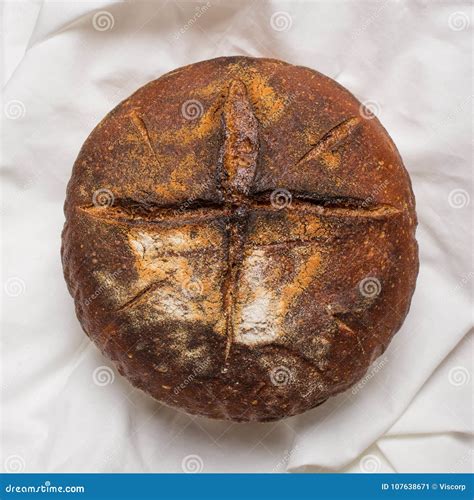 Homemade Bread With Cross Stock Image Image Of Baked 107638671
