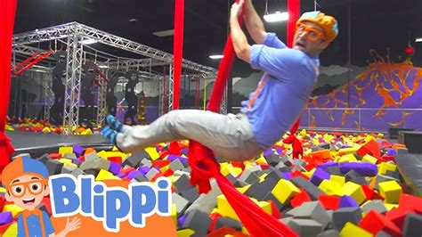 Blippi Learns Animals Colors Shapes And More At The Trampoline Park