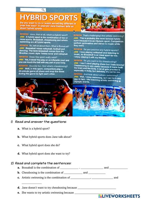 Hybrid Sports Interactive Worksheet