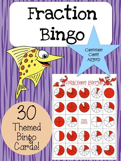Fraction Bingo 30 Randomized And Themed Bingo Cards Covering Fractions
