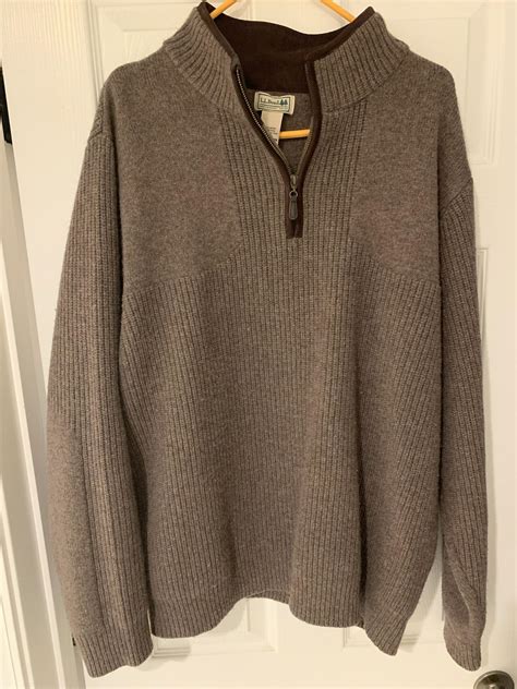 Sold Ll Bean Mens Waterfowl Quarter Zip Wool Sweater