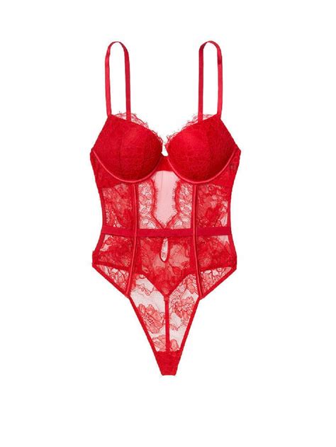Victorias Secret Very Sexy Bombshell Add 2 Cups Bra Red Lace Teddy Size Medium Nwt