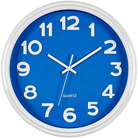 Bernhard Products Blue Wall Clock 125 Inch Silent Non Ticking Modern