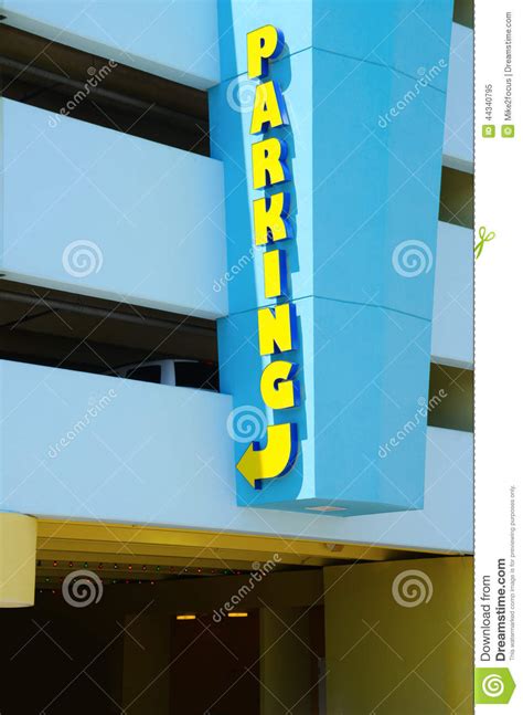 Tall Parking Lot Garage Entrance Colorful Sign Stock Photo Image