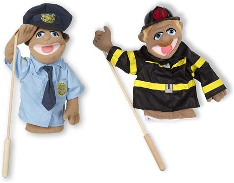 Melissa And Doug Rescue Puppet Set Police Officer And Firefighter