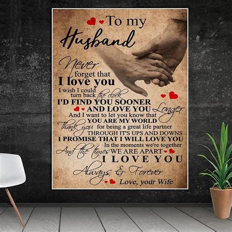 To My Husband Never Forget That I Love You Canvas From Wife Etsy