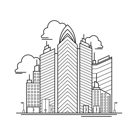 City Building Outline Design For Drawing Book Style Three 3221383