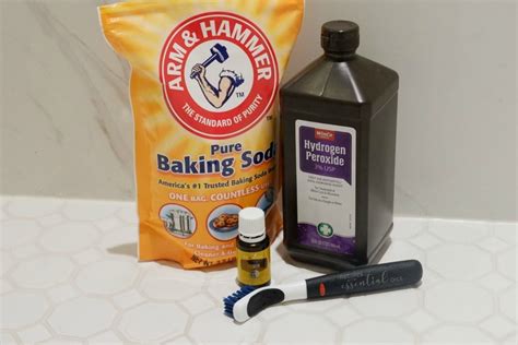 Natural Grout Cleaner Baking Soda Hydrogen Peroxide Lemon Essential Oil