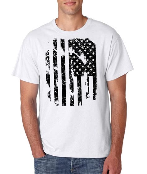 Usa Distressed Black And White Flag Stylish Patriotic T Shirt Cool Tee
