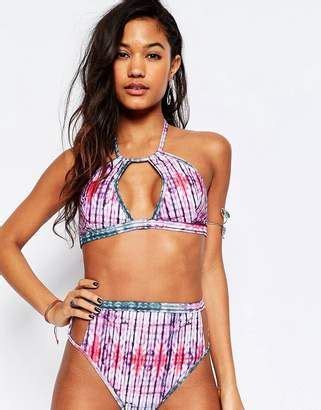 Shopstyle Asos Summer Tie Dye Keyhole Halter Crop Bikini Top Bikini