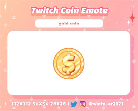 Twitch Gold Coin Emote Channel Points Kawaii Etsy Uk