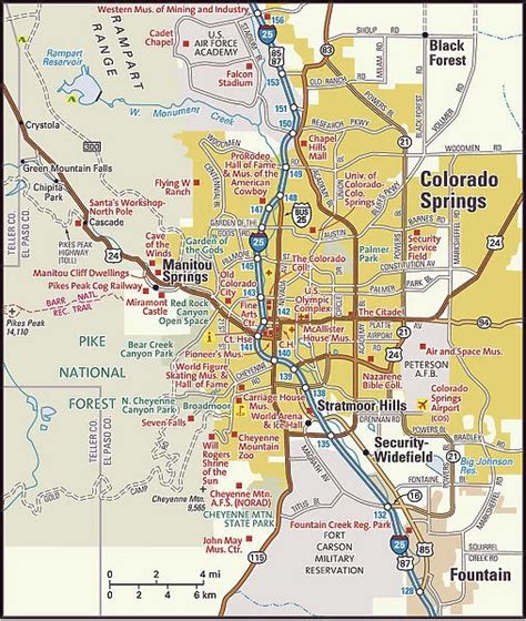 Canvas Print Of Colorado Springs Area Map Print 14431439 Canvas
