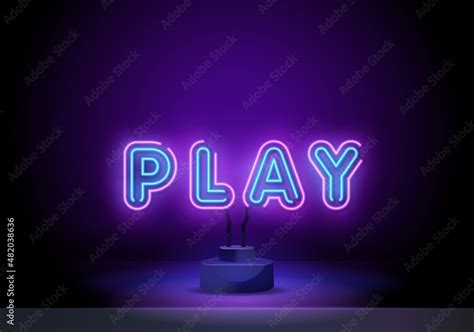 Vector Realistic Isolated Neon Sign Of Lets Play Logo For Template
