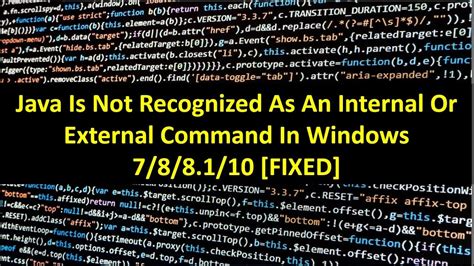 Java Is Not Recognized As Internal Or External Command In Windows