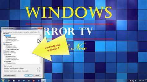 How To Remove Help And Support From The Start Menu In Windows 7 Youtube