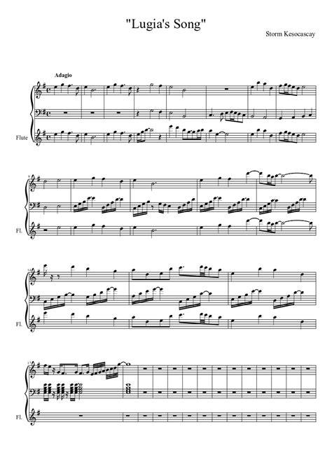 Lugias Song Flute And Piano Pokemon 2000 Sheet Music Download