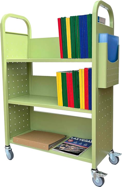 Workington Rolling Book Truck Book Cart With 3 Flat Shelves