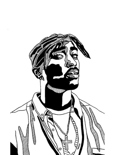 Tupac Shakur Black And White Fineliner Illustration Tupac Art