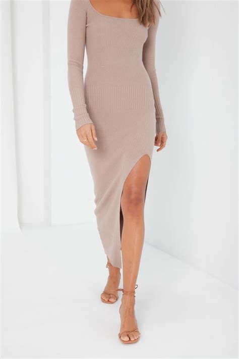 Stacey Knit Dress Tan Style Addict Knit Dress Sweater Dress