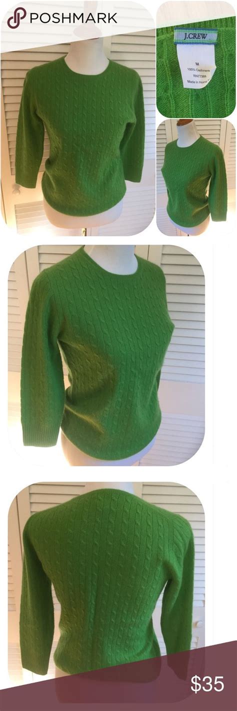 J Crew Kelly Green Cashmere Sweater 3 4 Sleeves Green Cashmere